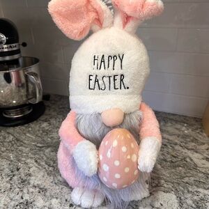 Easter Bunny Gnome with Pink Egg